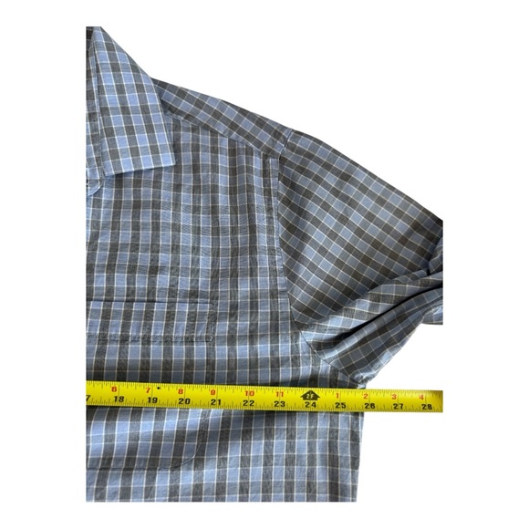 Barakett Men's Plaid Long Sleeve Button Down Shirt Blue Grey Size 17 36/37 - Picture 3 of 11